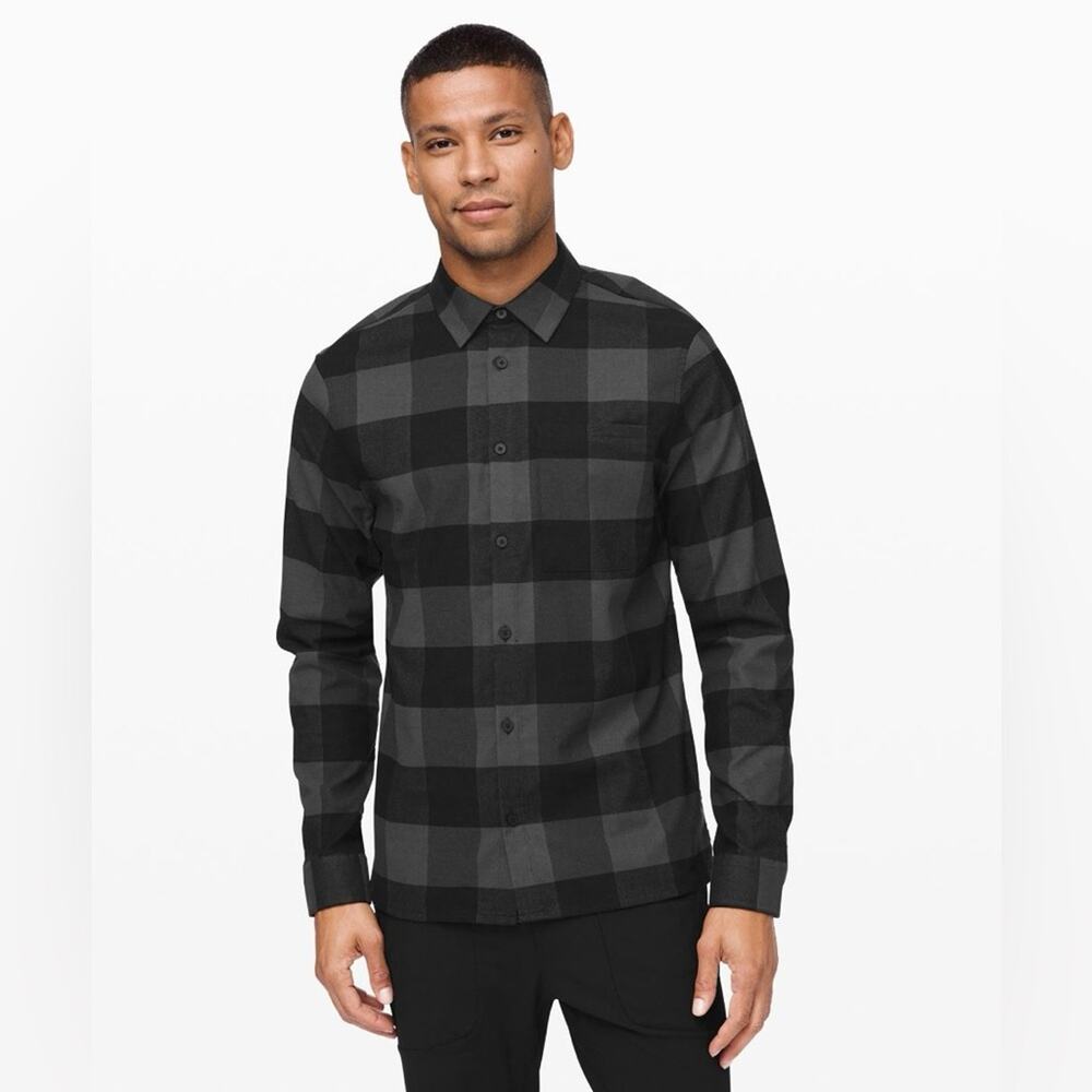 lululemon Masons Peak Flannel Shirt Black/Grey Plaid – Men’s Small